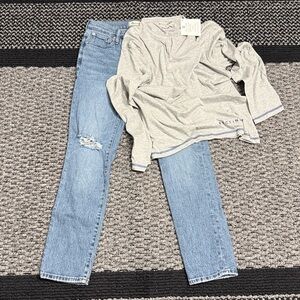 Madewell Perfect Vintage Jeans 26 + Recliner x American NWT Lounge Top Set S/M